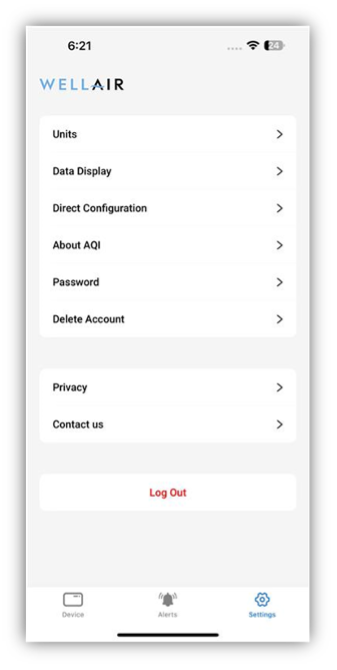 NanoView Available User Settings