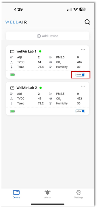 NanoDetect PRO - online / offline toggle