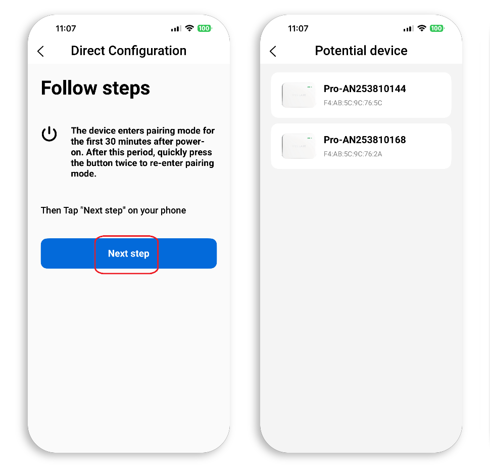 NanoDetect PRO Select your Device 2