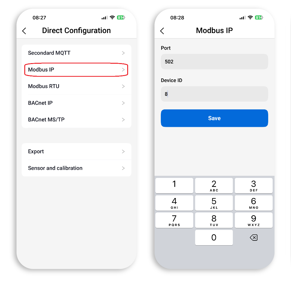NanoDetect PRO Modbus IP Configuration Steps