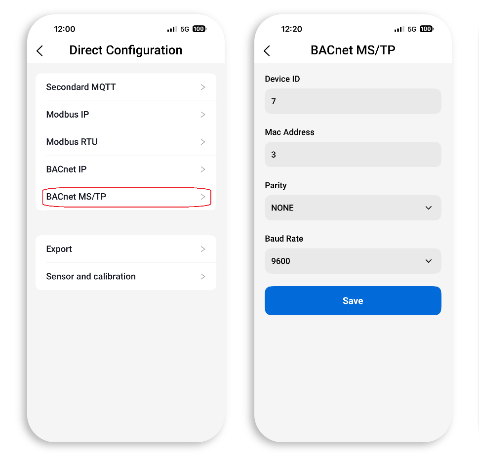 NanoDetect PRO BACnet parameters
