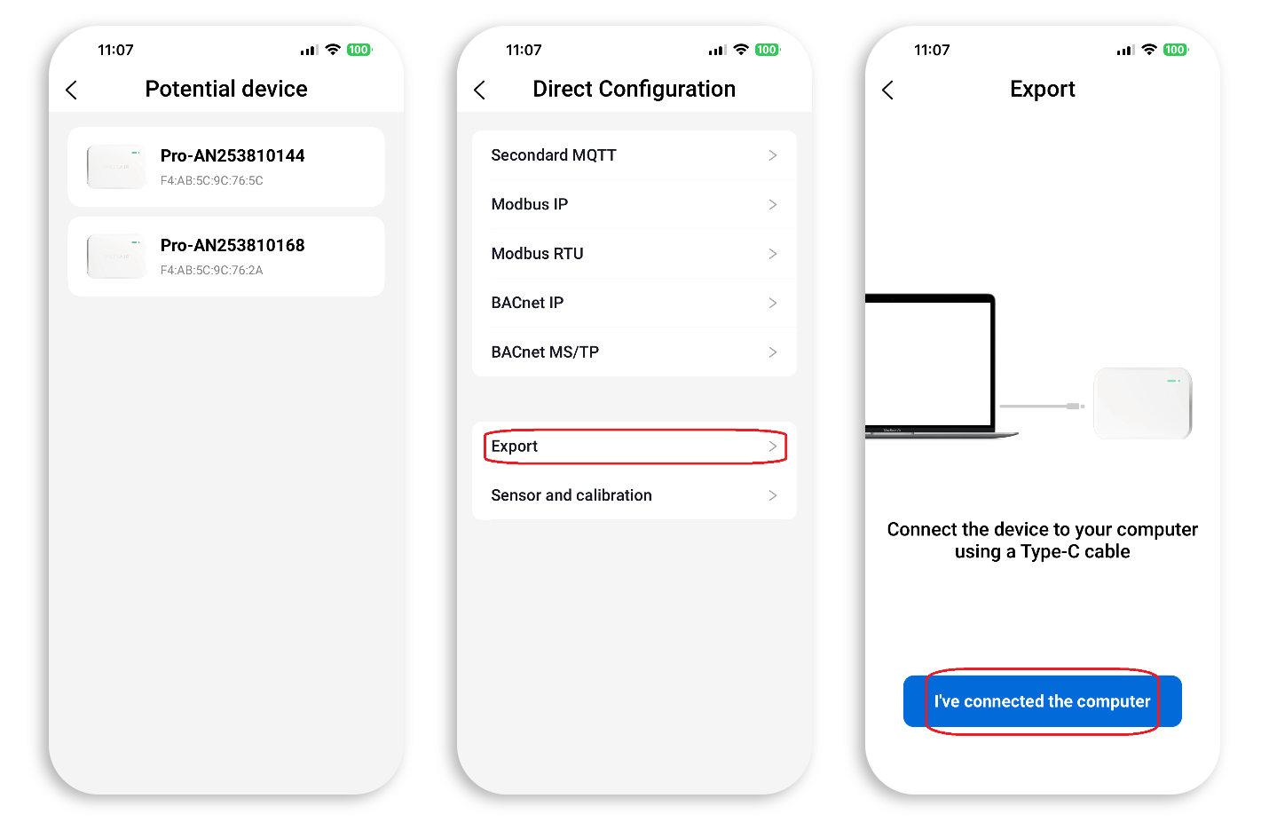 Export Process NanoDetect PRO