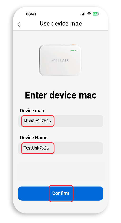 NanoDetect PRO - Enter MAC Address