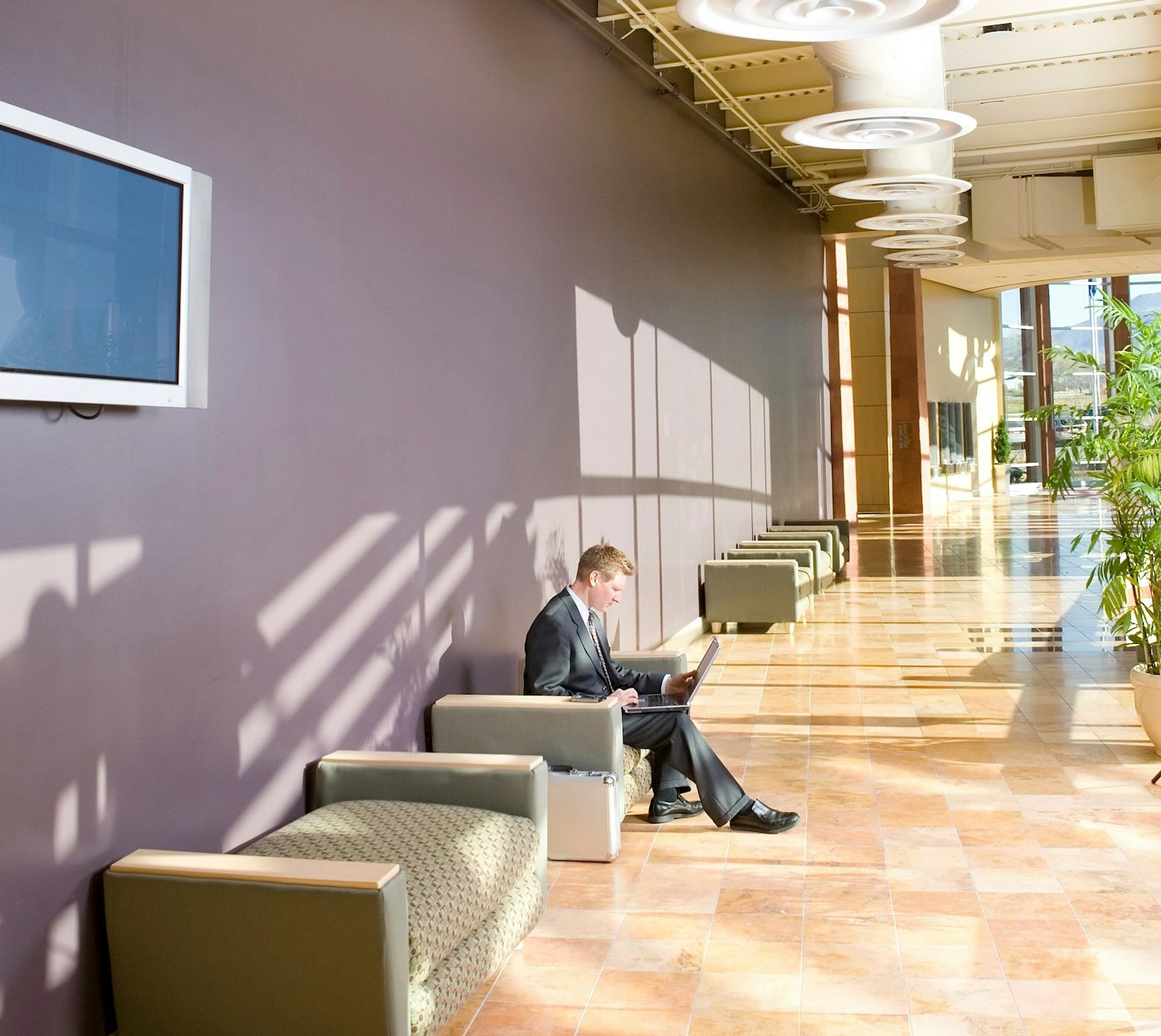 quiet business hallway