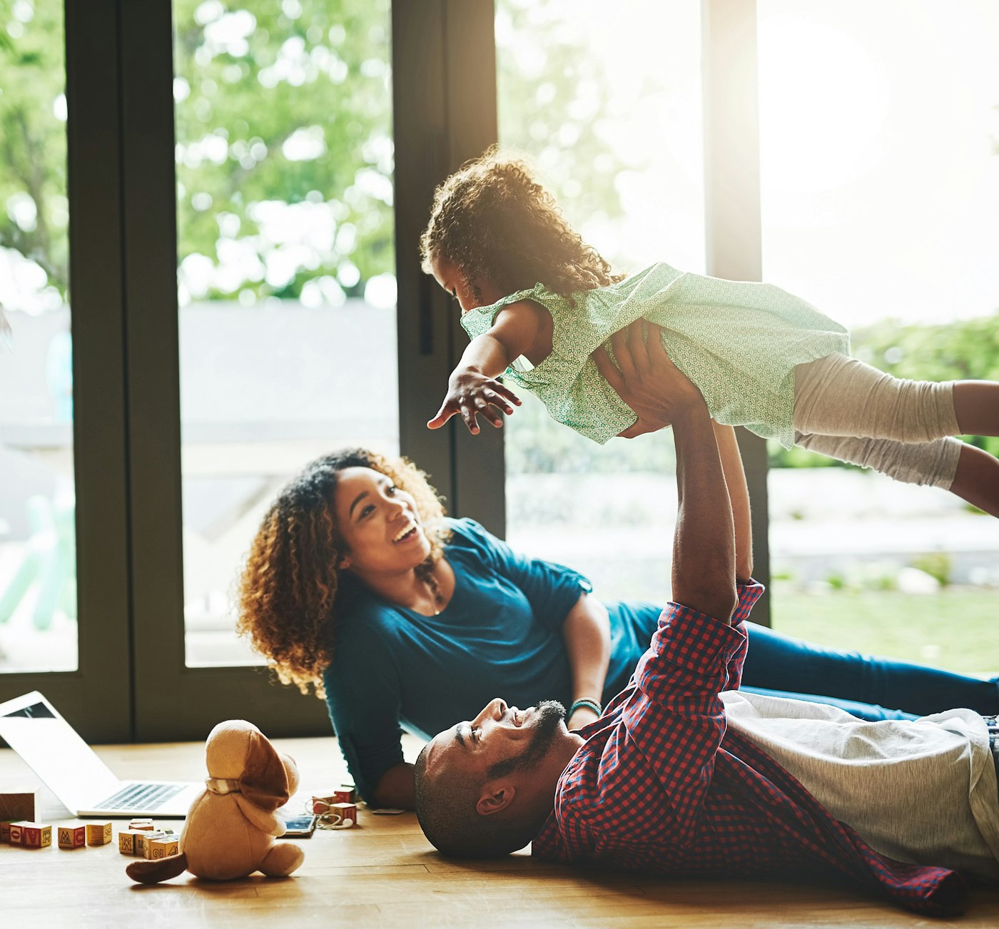 Family relaxing indoors