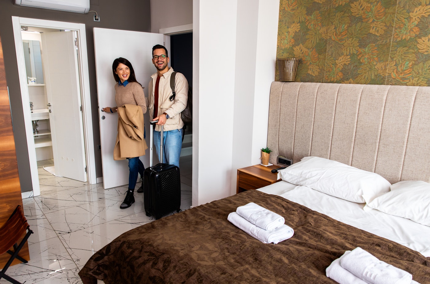 Hotel with happy guests