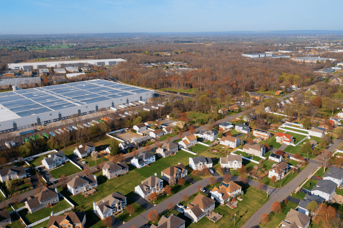 Solar panels seen from the sky