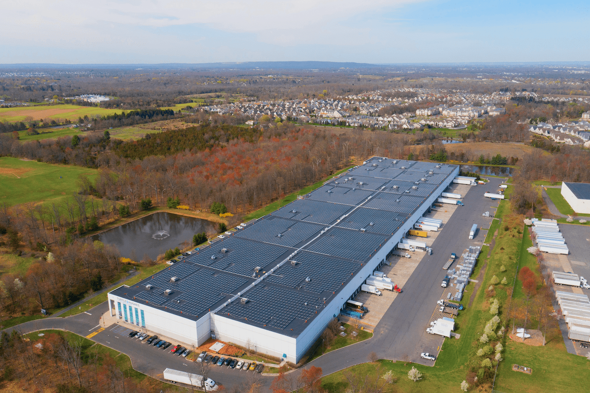 Solar panels seen from the sky