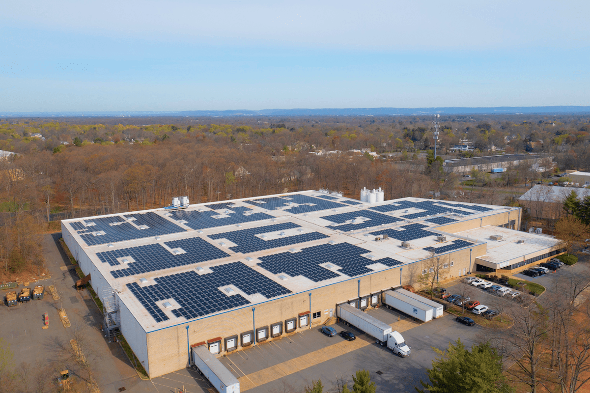 Solar panels seen from the sky