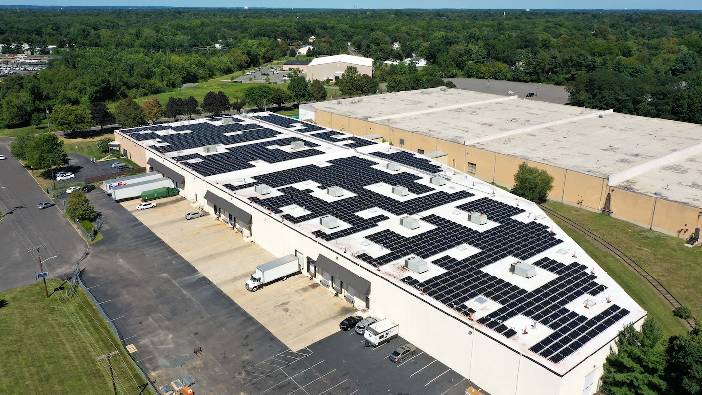 Solar panels seen from the sky
