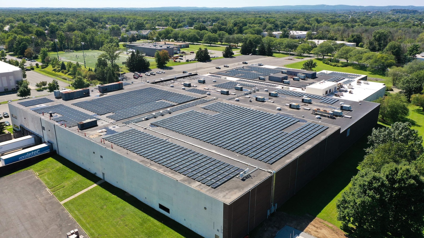 Solar panels seen from the sky