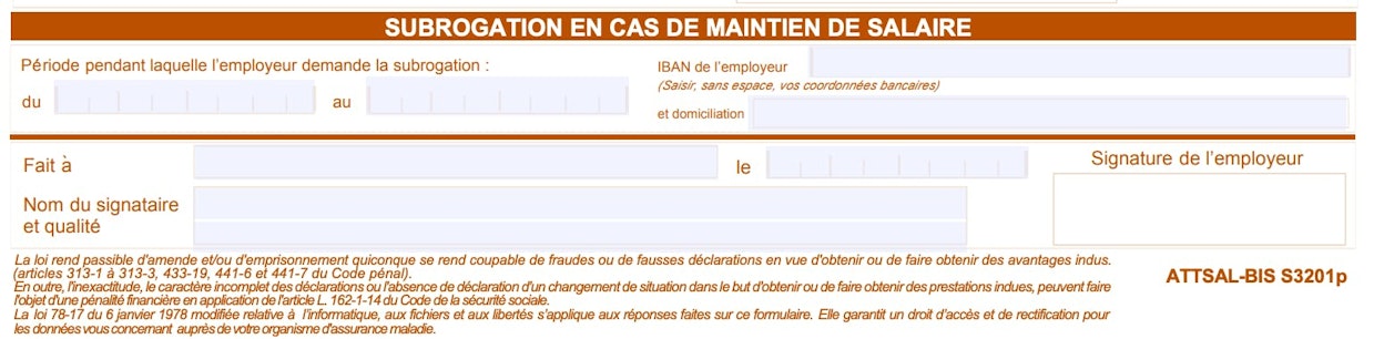 subrogation sur l'attestation de salaire de maternité