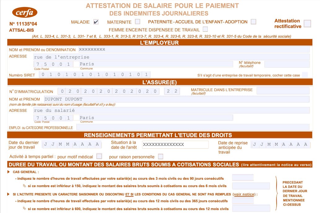 attestation de salaire
