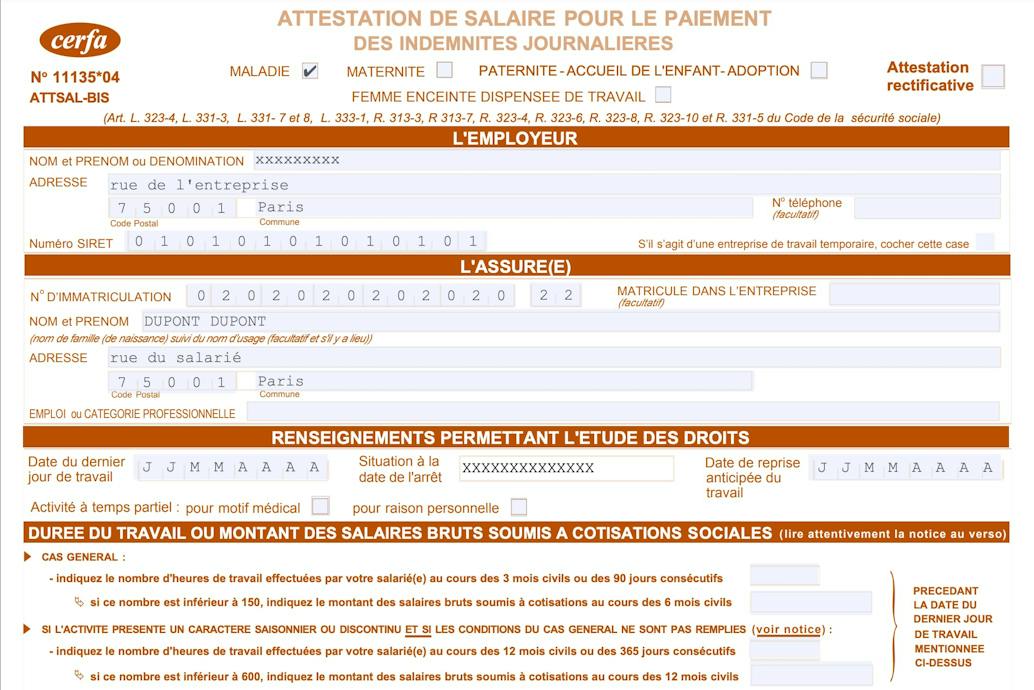 attestation de salaire