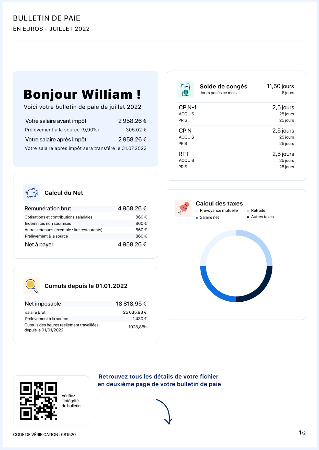Récapitulatif fiche de paie - PayFit