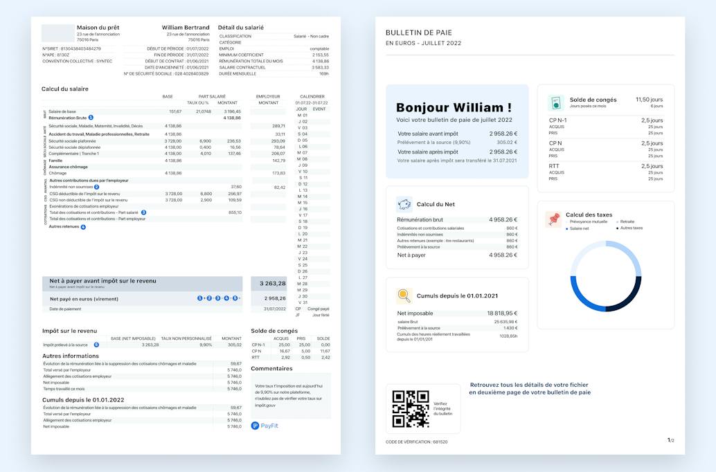 Bulletin de paie ultra clarifié - Payfit