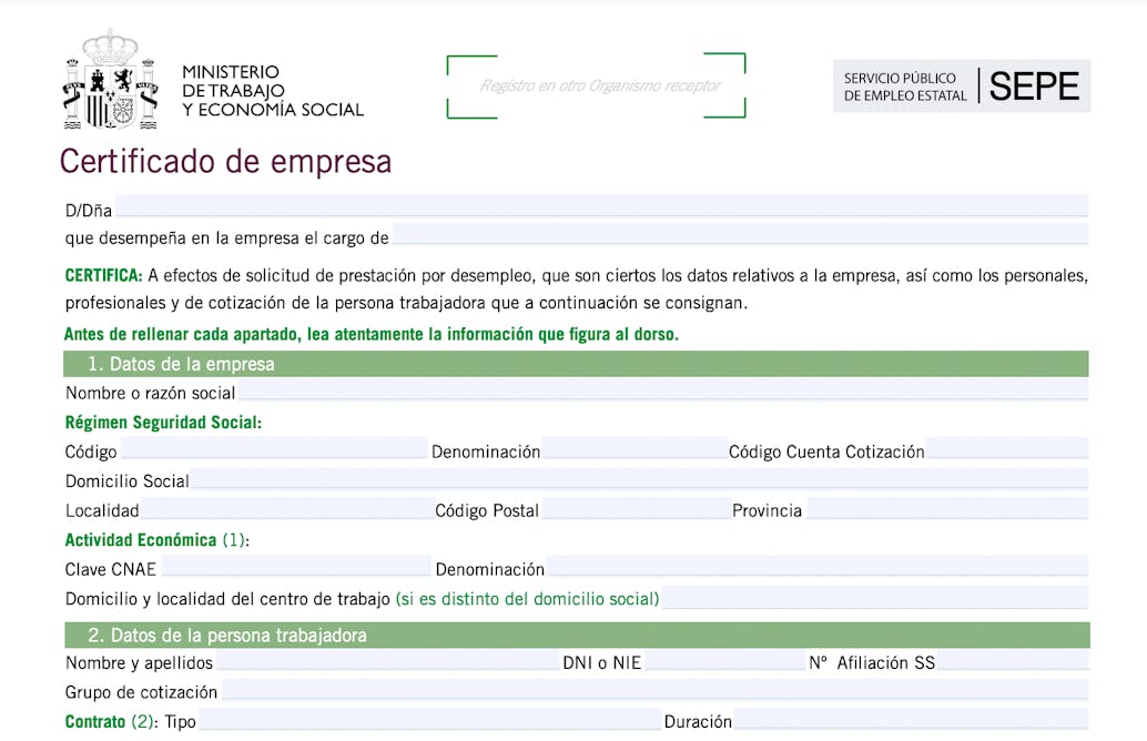 Ejemplo certificado de empresa rellenado