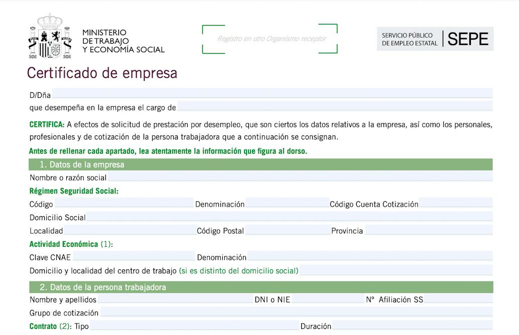 Ejemplo certificado de empresa rellenado