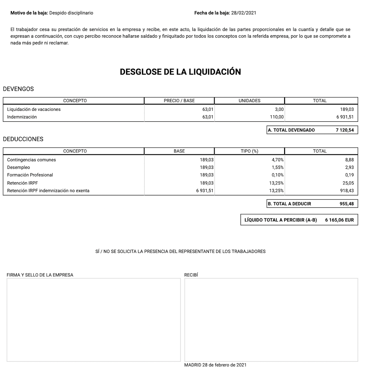 El documento de liquidación y finiquito: análisis detallado.