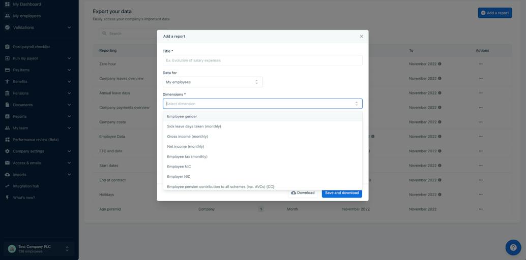 Payfit custom reporting dimensions