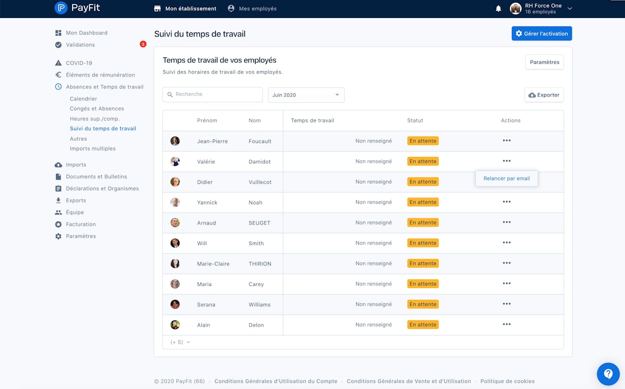 Activation du suivi du temps de travail pour vos employés
