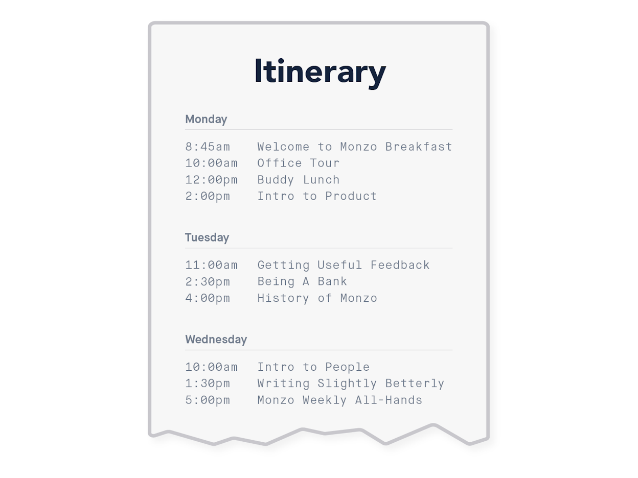 Monzo's onboarding week