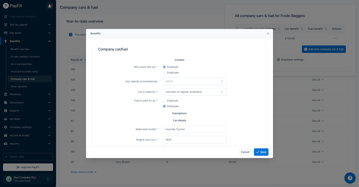 individual benefit settings