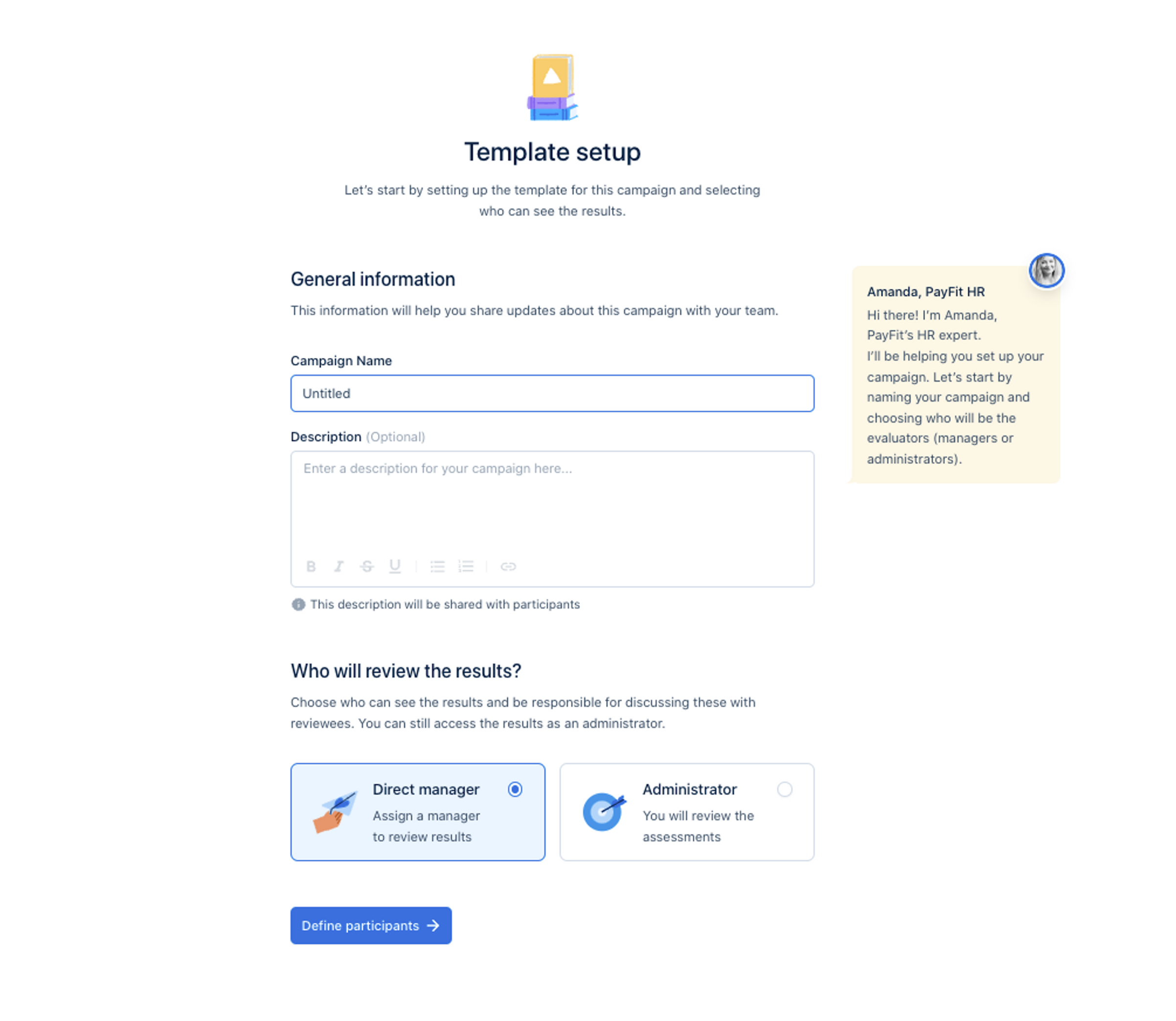 Review campaign template setup