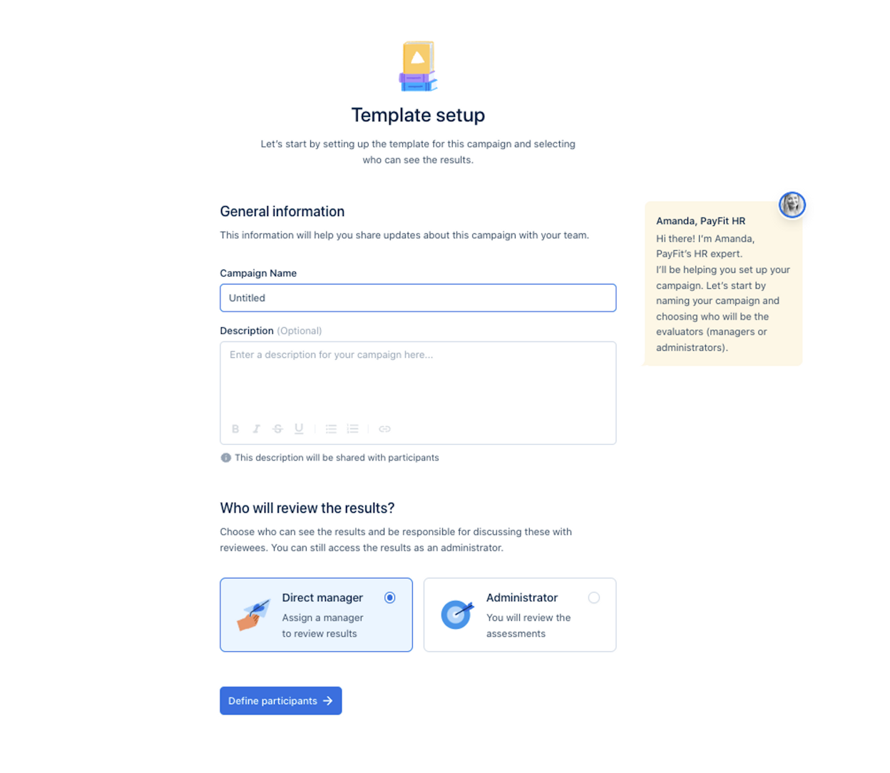 Review campaign template setup