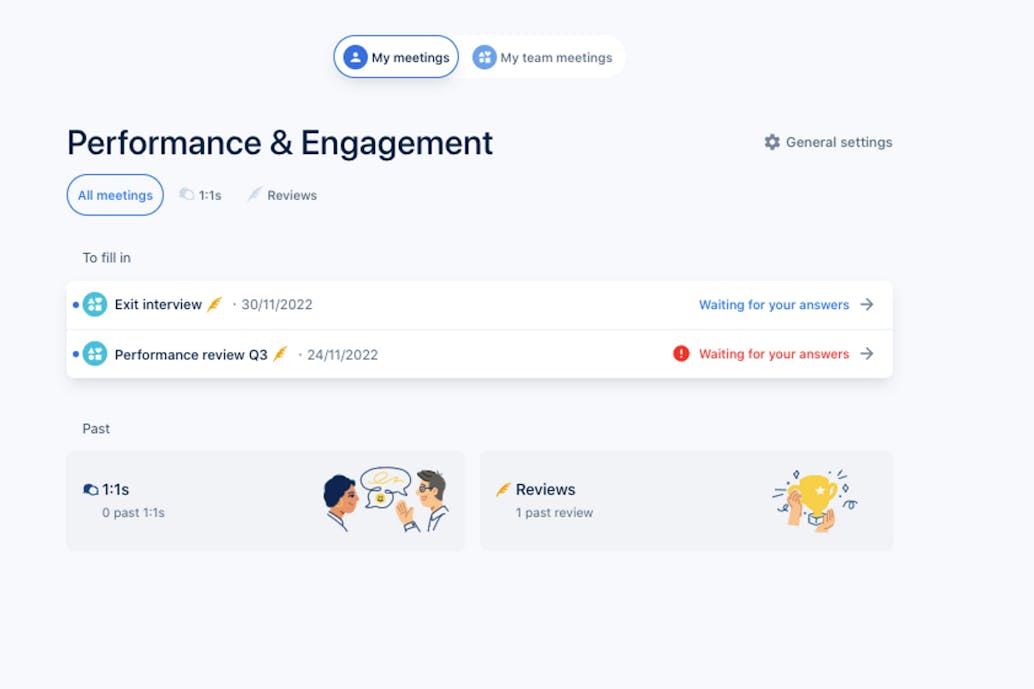 Performance and engagement homescreen