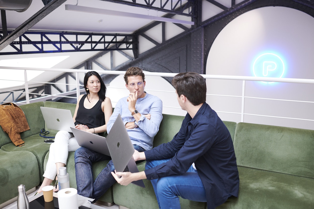 People having a meeting in an office