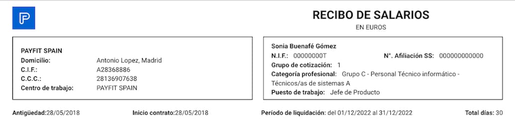 Primera parte de la nómina