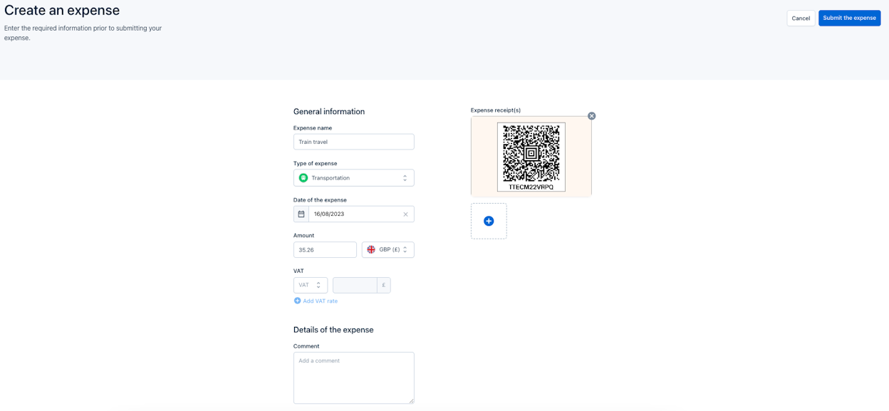 Expenses submissions in PayFit