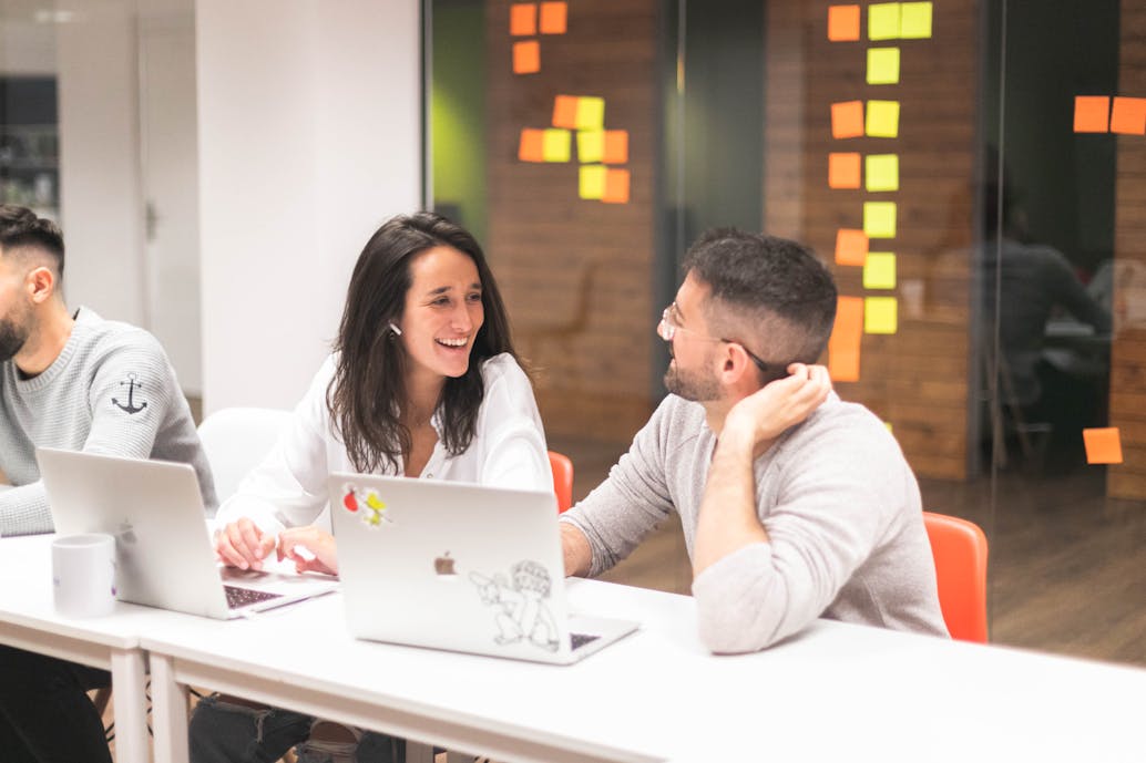 two employees working
