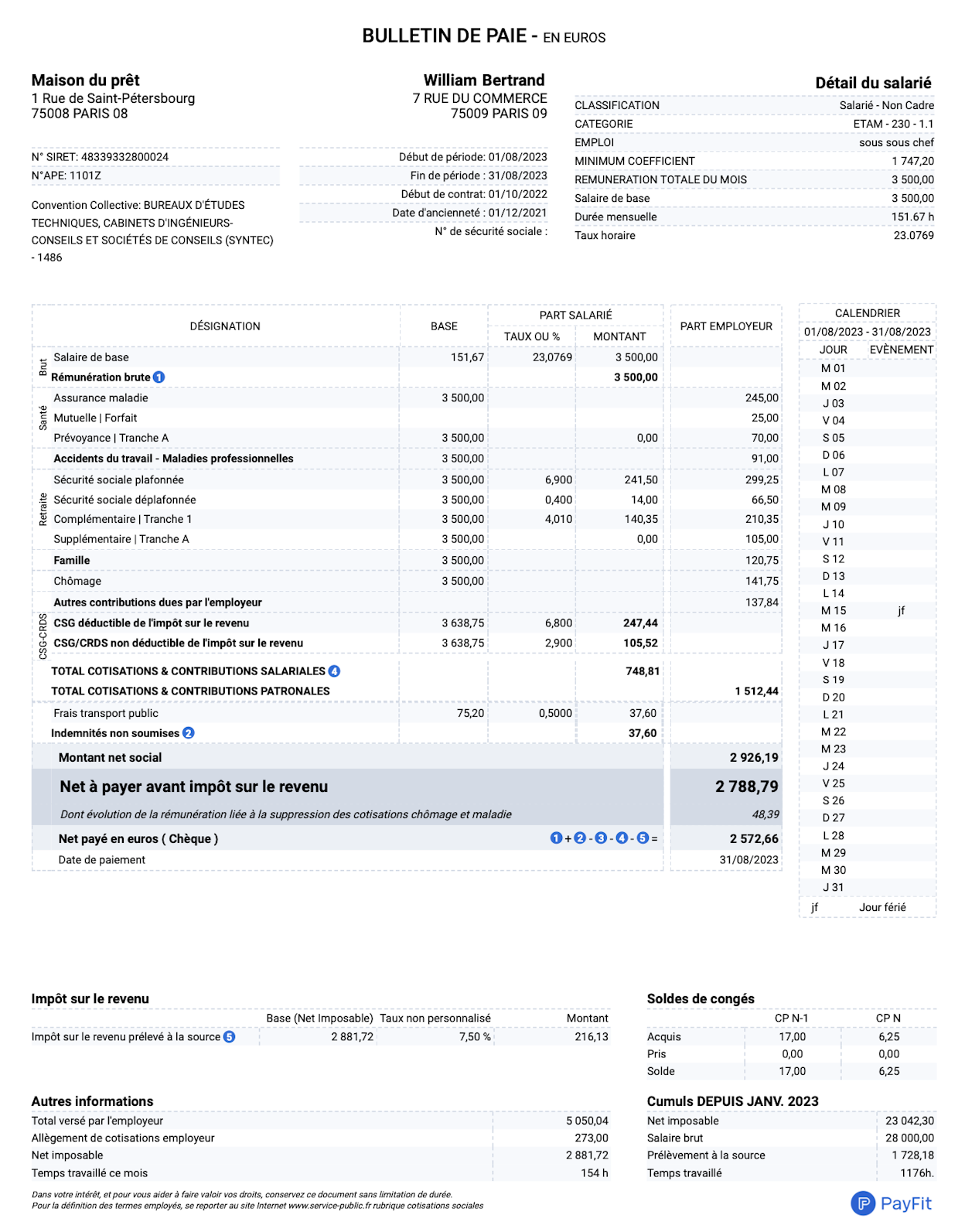 Bulletin de salaire