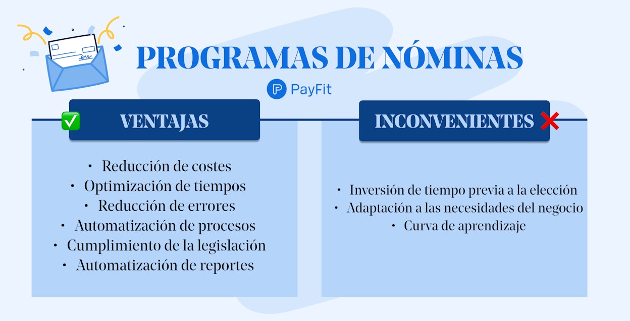 Ventajas e inconvenientes de un programa de nóminas