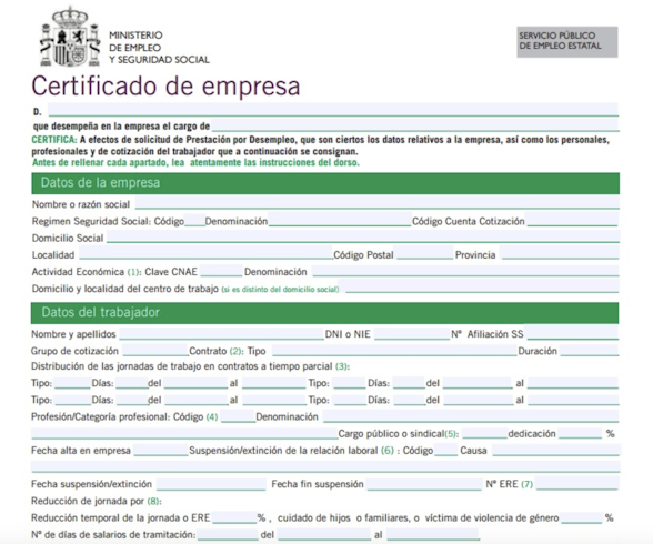 Certificado de empresa