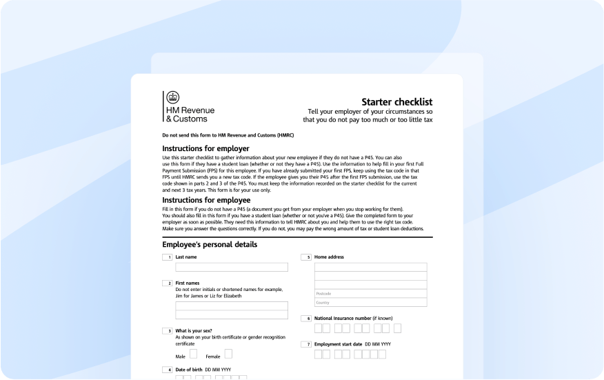 HMRC Starter Checklist