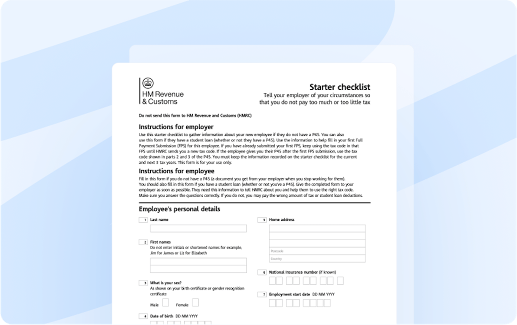 HMRC Starter Checklist