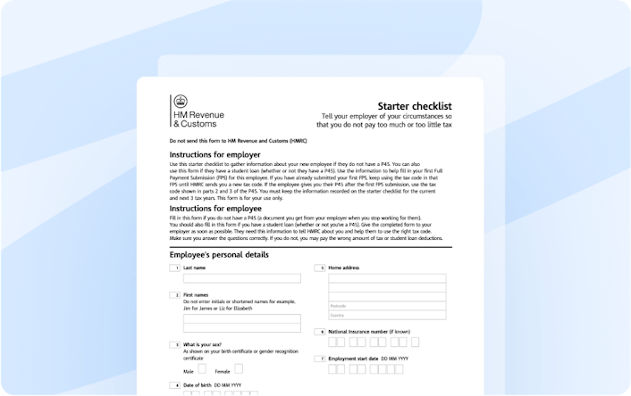 What is the HM Revenue and Customs Starter Checklist