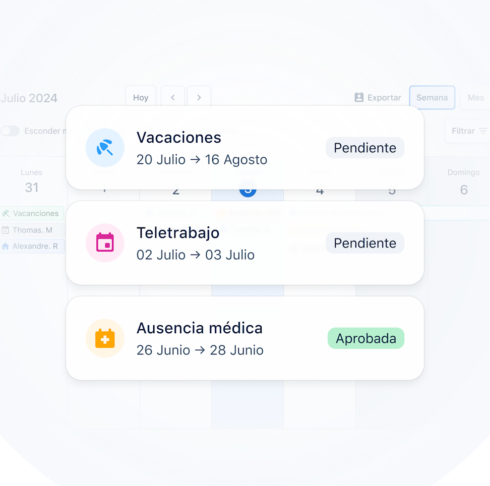 Ilustración de la application de gestión de vacaciones y ausencias del software de nóminas