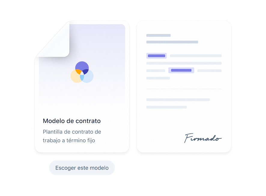 Ilustración de un modelo de contrato y de firma digital del software de gestión de nóminas