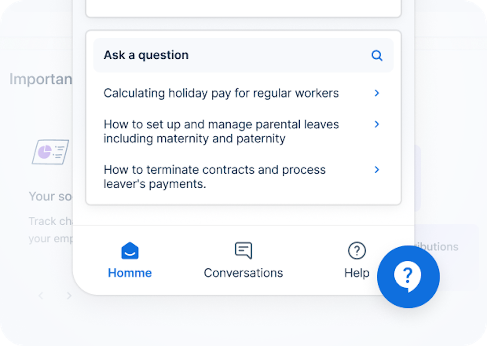 Illustration of the support chat of the payroll software