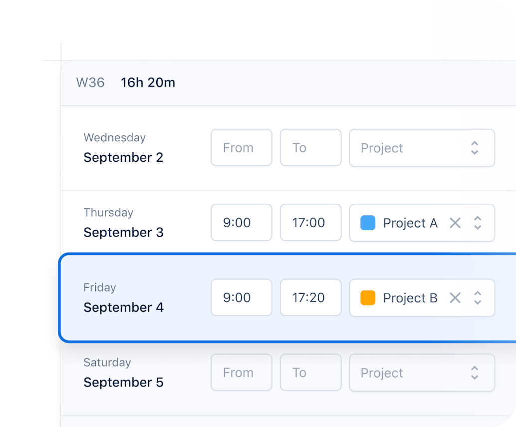 project and time tracking feature