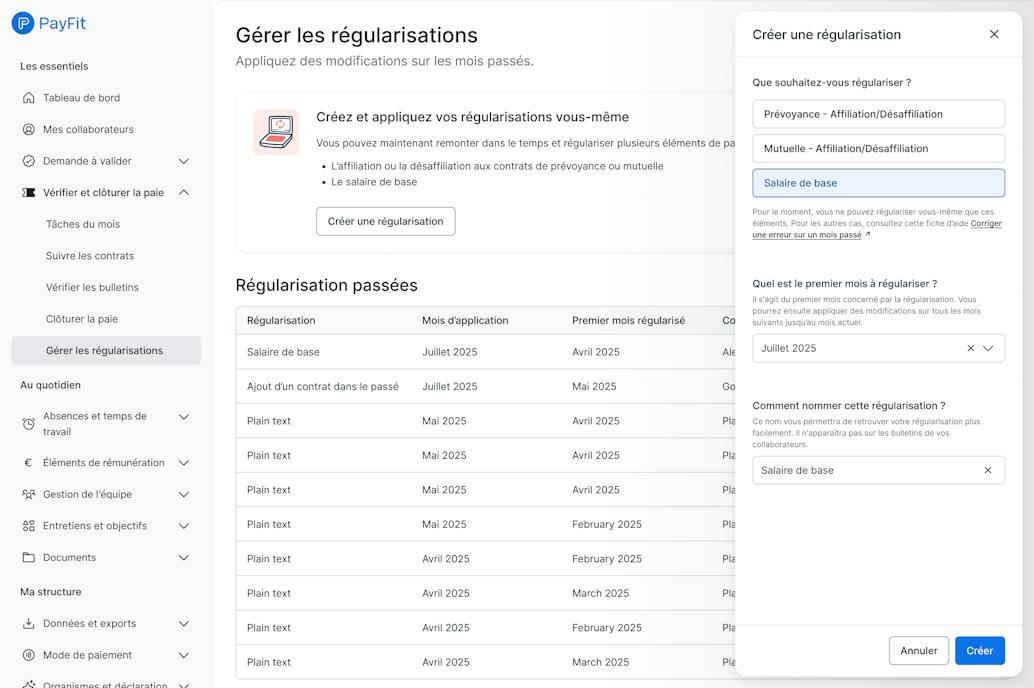 régularisation logiciel de paie