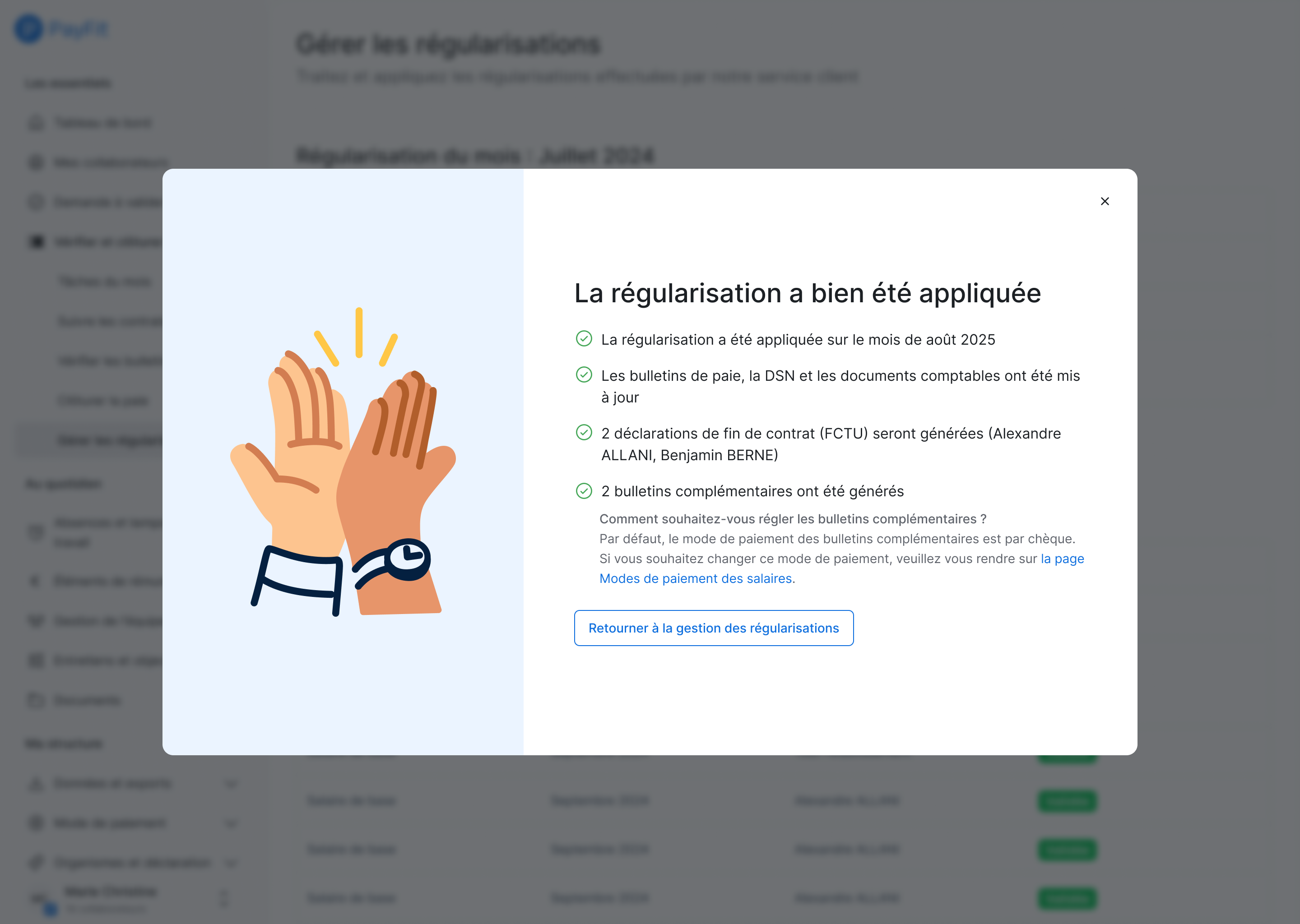 régularisation du salaire de base