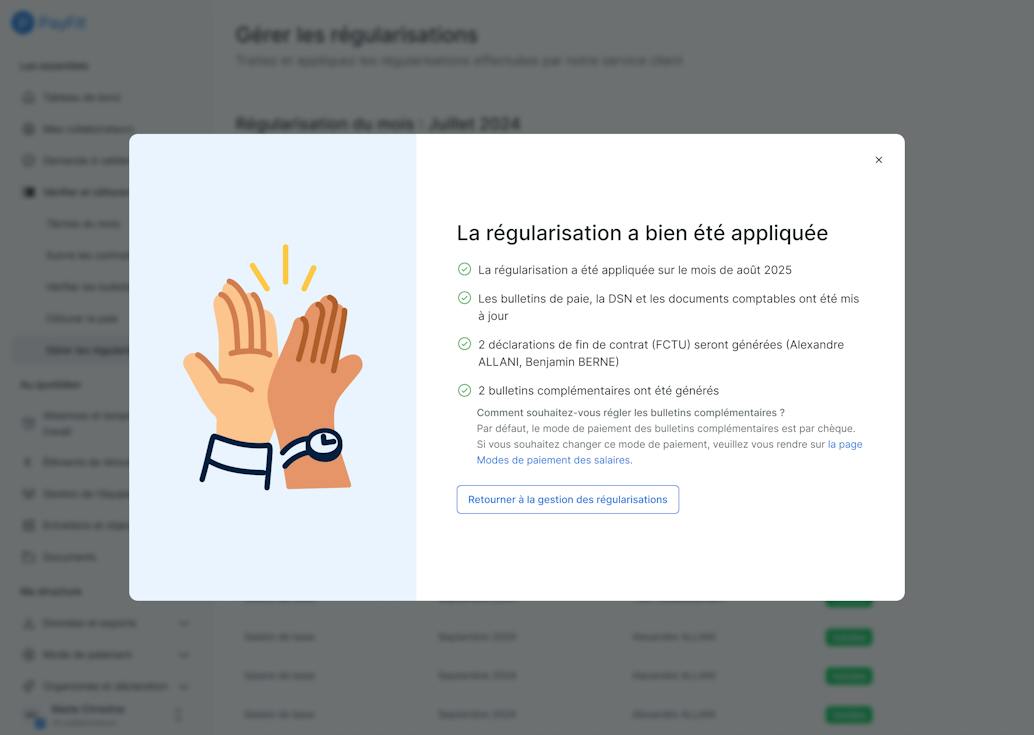 régularisation du salaire de base