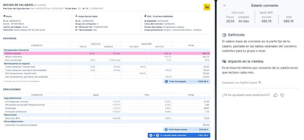 Nómina de Payfit