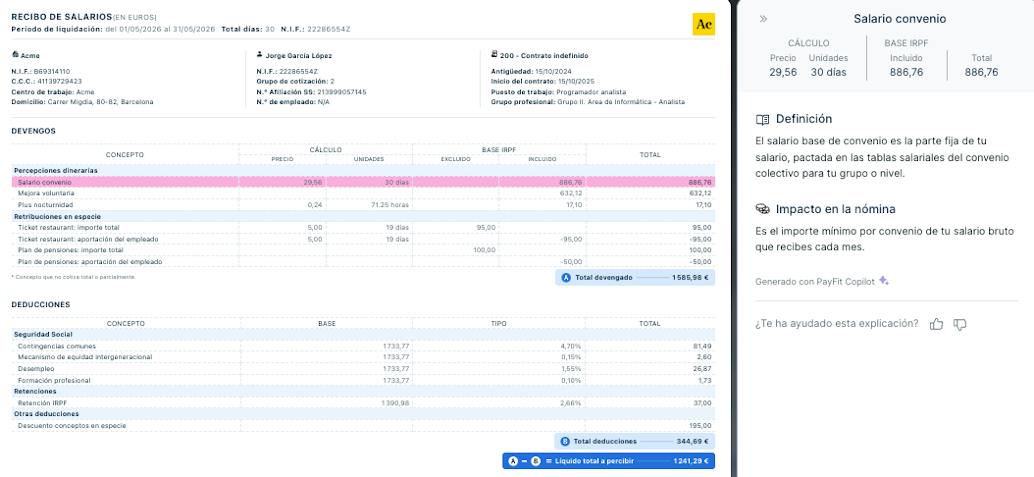 Nómina de Payfit