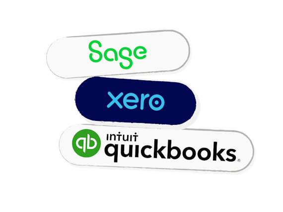 Sage, Xero and QuickBooks logos